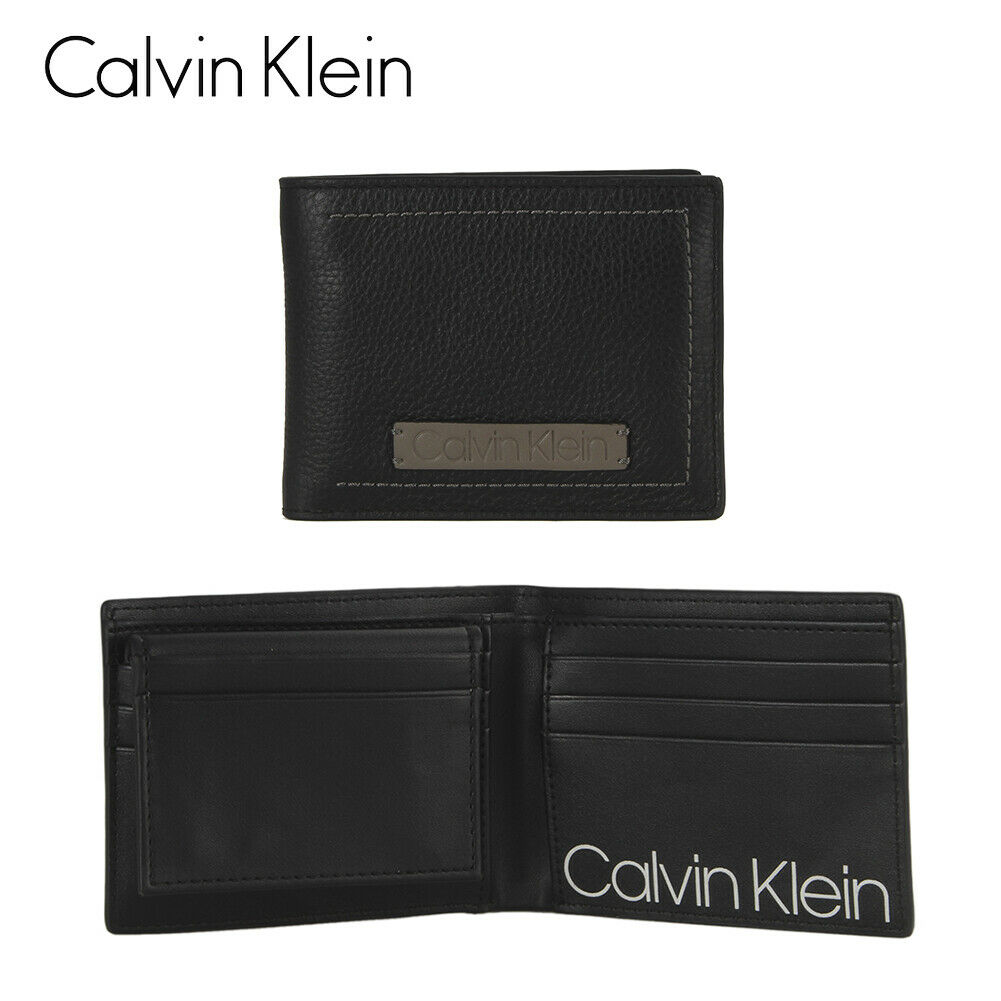 Calvin Klein Black/Grey Bifold Wallet Passcase One Size Flidbe